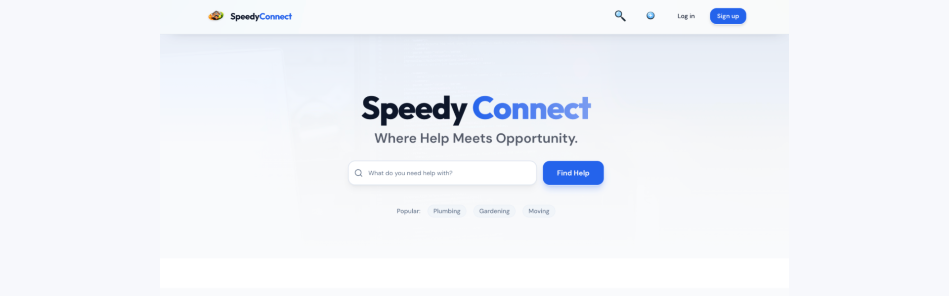 Speedy Connect - Where Help Meets Opportunity Banner