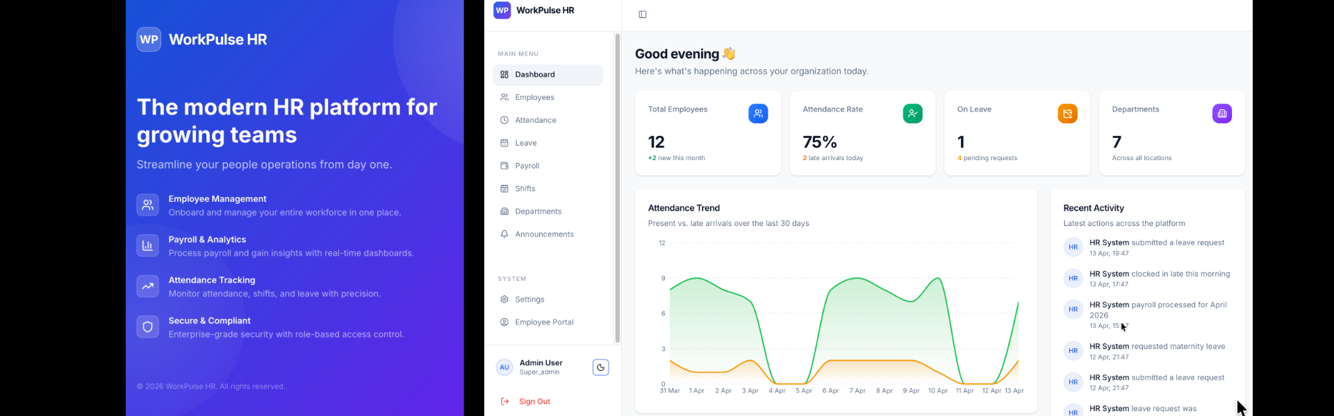 WorkPulse HR: Full Stack HR Management System with Admin and Employee Portal Banner